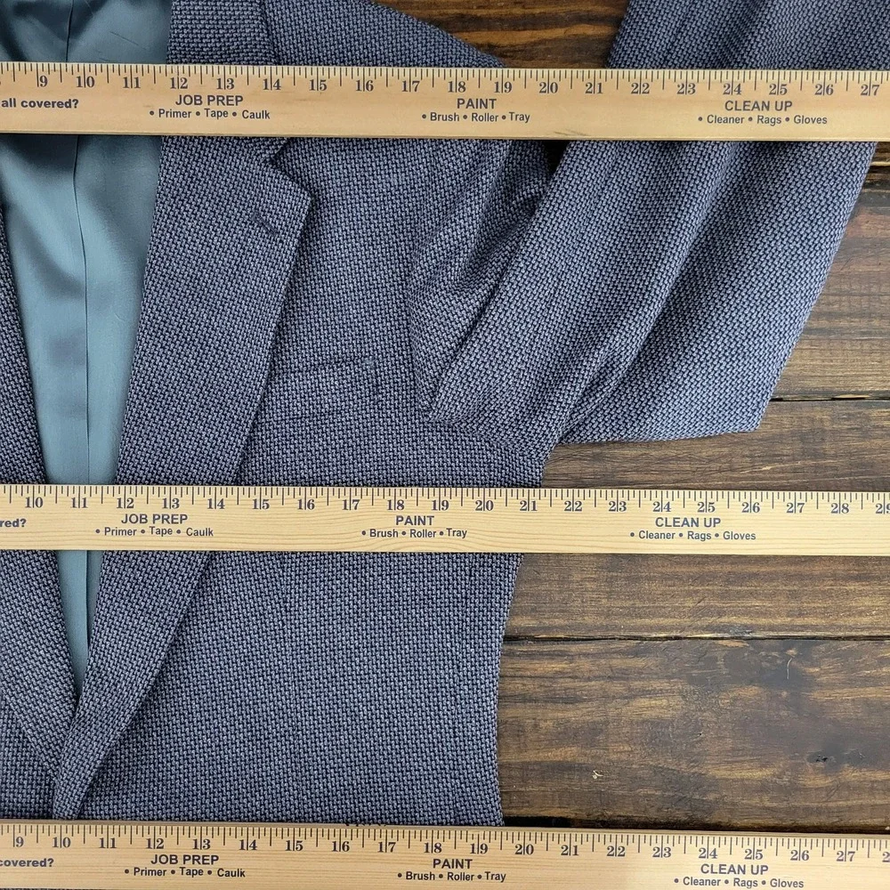 Stafford Men's Sport Coat Blazer Two Button Blue‎ Gray Silk Wool Blend Size 40L